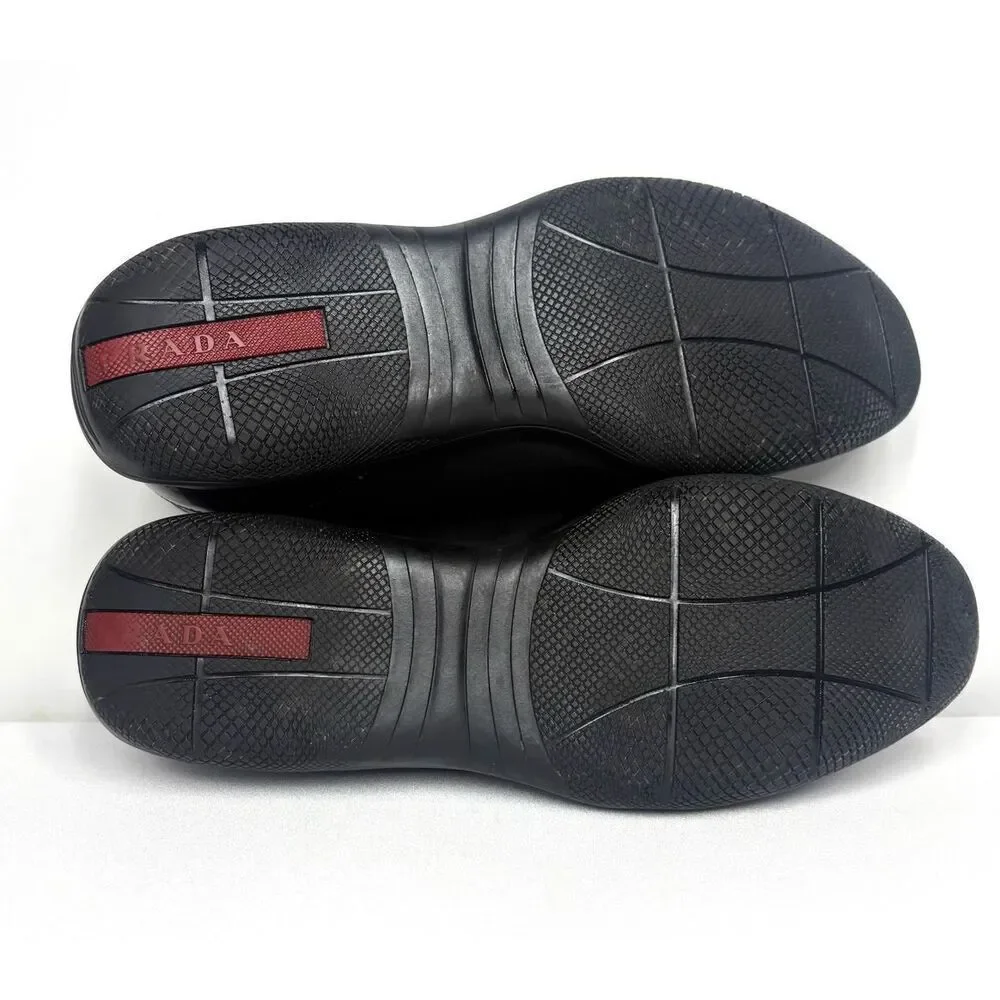 Prada Calzature Donna Black Patent Leather Sneaker Nylon Laces Vintage Women 38 - Picture 6 of 7